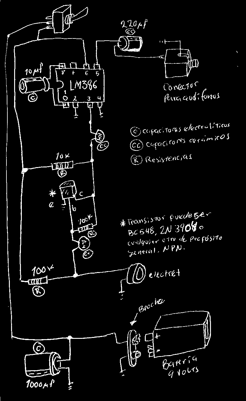 Archivo GIF con la ilustración del diagrama y partes electrónicas para la construcción del amplificador