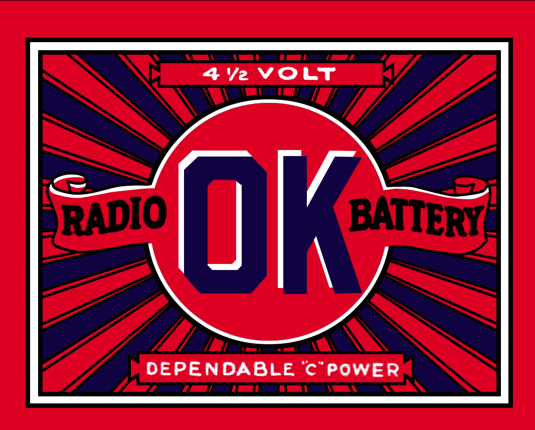 ok 4/12 volt radio battery label wrapper from copy scan duplicate reproduction vintage old style cell Vintage old style OK 4/12 volt Radio Battery wrapper label