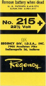 regency 22 1/2 volt radio battery label wrapper from copy scan duplicate reproduction vintage old style cell Vintage old style Regency 22 1/2 volt Radio Battery wrapper label